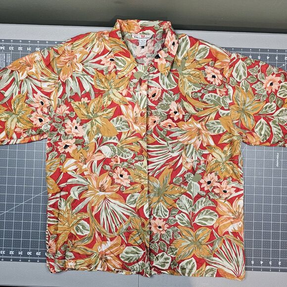 Vintage Stunt Collections Silk Hawaiian Shirt Large Hawaii Floral Aloha Magnum - Picture 1 of 8